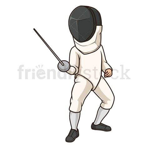 Man Fencing Cartoon Clipart Vector - FriendlyStock