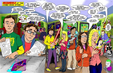 The Big Bang Theory crew at the comic book store by bodyslam1975 on DeviantArt