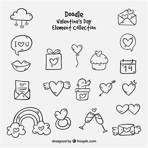 Free Vector | Doodle valentine's day element collection