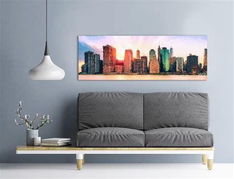 New York City Skyline Wall Art Acrylic Cityscape Painting on | Etsy