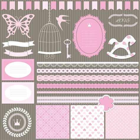 Premium Vector | Cute scrapbook design elements set.