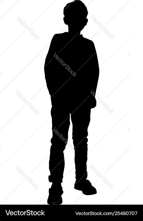 Boy child teenager silhouette Royalty Free Vector Image