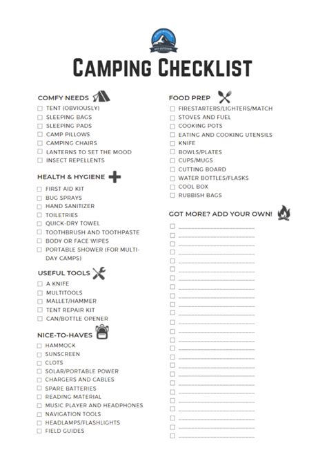 The Ultimate Camping Checklist | PTT Outdoor