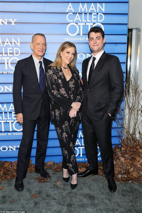 Tom Hanks, Rita Wilson, and their son Truman Hanks attend NYC screening of A Man Called Otto