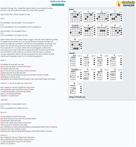 Chord: Little Lion Man - tab, song lyric, sheet, guitar, ukulele | chords.vip