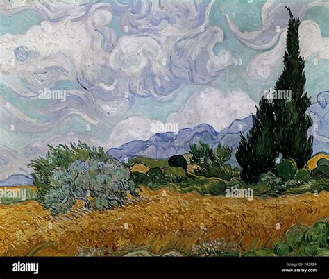 Wheatfield with Cypresses - 1889 - 72,5x91,5 cm - oil on canvas. Author: Vincent van Gogh (1853 ...