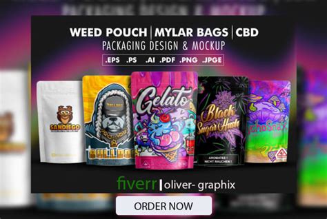 Create stunning weed pouch, mylar bag, cbd, weed bag labels by Oliver_graphix | Fiverr