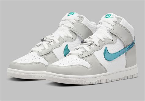 Nike Dunk High White Grey Turquoise DR7855-100 | SneakerNews.com