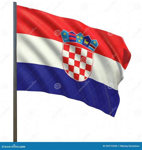 Flag of Croatia Waving in the Wind on a White Background 3d-rendering ...