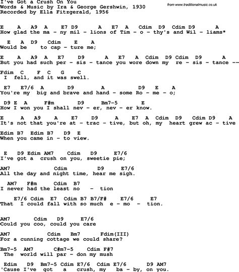 Song lyrics with guitar chords for I've Got A Crush On You - Ella Fitzgerald, 1956