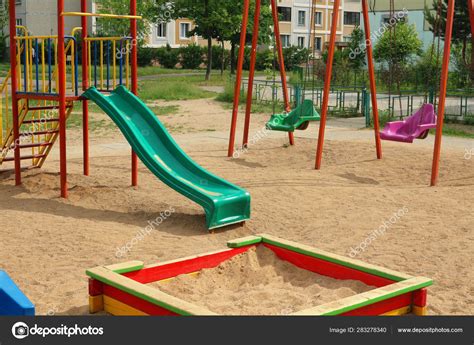 Children Playground Swings Roundabouts Slide Sandbox Place Children ...