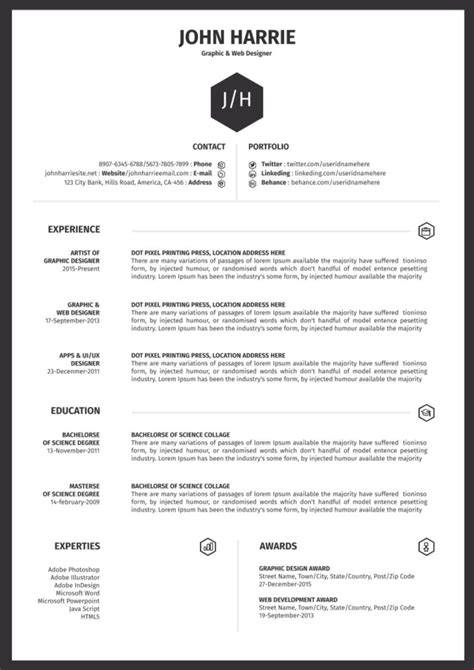 55 Free Modern Resume / CV Templates - Minimalist, Simple & Clean ...