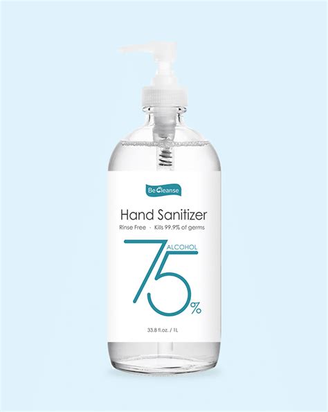 1L (1000ml 33.8oz) Hand Sanitizer Gel 75% Alcohol-Based - BeCleanse