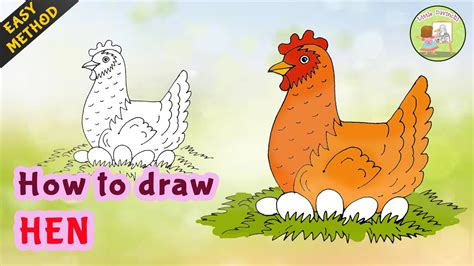 How To Draw HEN | Easy Step-by-Step Drawing Tutorial for Kids - YouTube