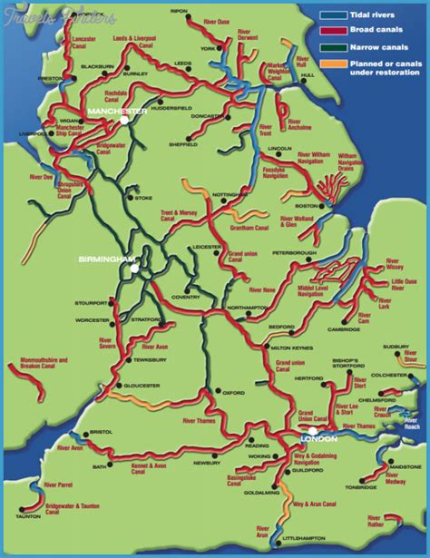 Canals Map Uk - TravelsFinders.Com