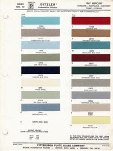 1967 Mercury Color Paint Chips Ditzler Parklane Montclair Monterey ...