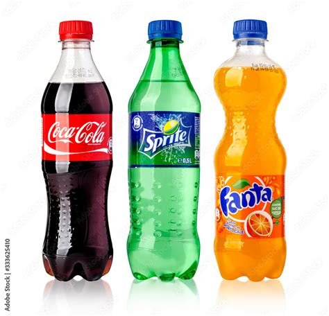 Foto Stock Coca-Cola, Fanta and Sprite Bottles | Adobe Stock