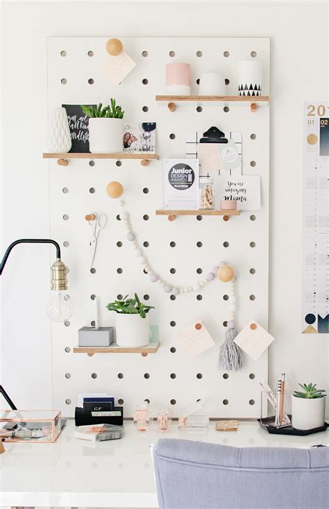 Pegboard with Shelves and Pegs - White | White pegboard, Home office decor, Peg board walls