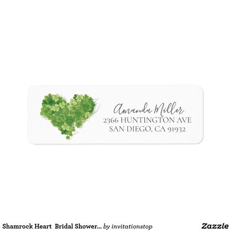 Shamrock Heart Bridal Shower Return address Label | Zazzle | Heart bridal shower, Wedding return ...