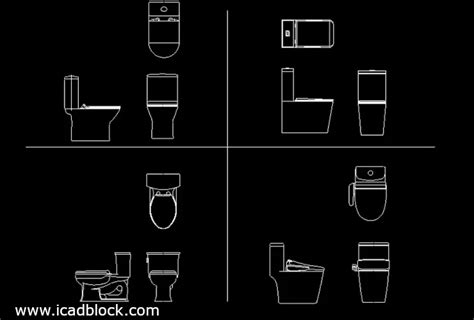 Toilet CAD Block in Plan and Elevation views - iCADBLOCK