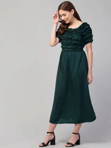 Plain Green Flare Dress, Handwash, Western Wear at Rs 190/piece in New Delhi