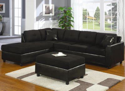 Microfiber & Faux Leather Contemporary Sectional Sofa 500735 Black