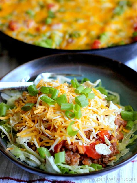 Skillet Beef and Bean Taco Casserole - PinkWhen