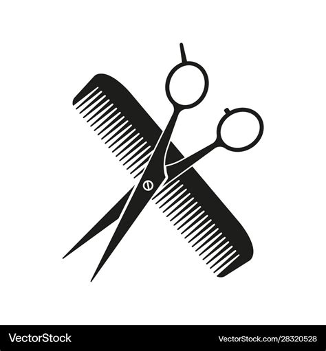 Comb and scissors crossed Royalty Free Vector Image