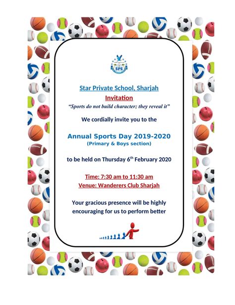 Circular no. 30- Primary & Boys Sports Day, Sports Day Invitation | Star Private School