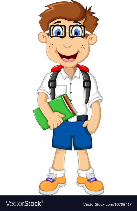 Cute student cartoon go to school Royalty Free Vector Image