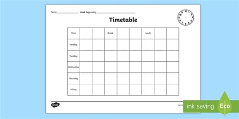 School Timetable Template | Primary Resources - Twinkl