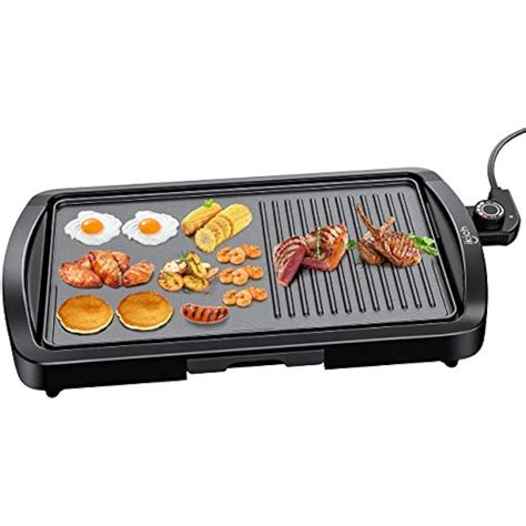 Electric Griddles Griddle, 2-in-1 Grill 1600W Smokeless Nonstick Indoor ...