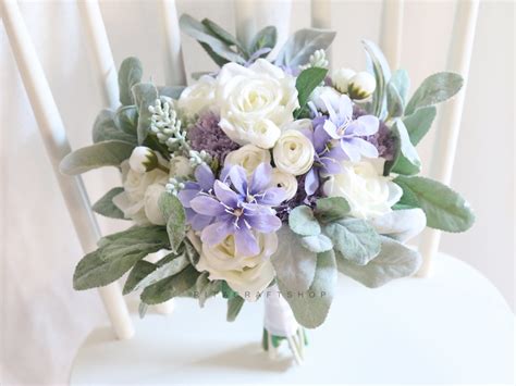 Lavender and Cream White Bouquet/ Light Purple Blue White/ - Etsy