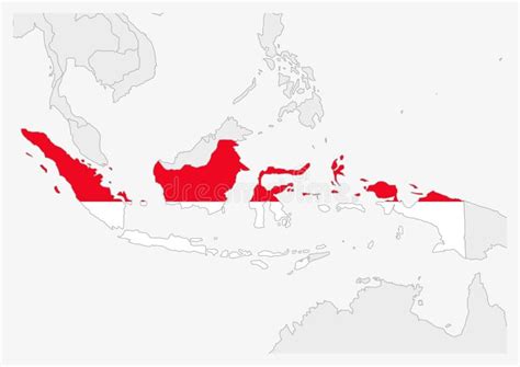 Indonesia Map Highlighted in Indonesia Flag Colors Stock Vector - Illustration of flag, design ...