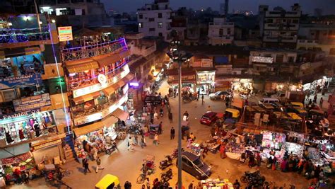 New Delhi, INDIA - JANUARY 21, 2013: Night View Of Main Bazar Pahar ...