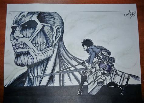 Eren Jaeger vs Colossal Titan by Dewith99 on DeviantArt