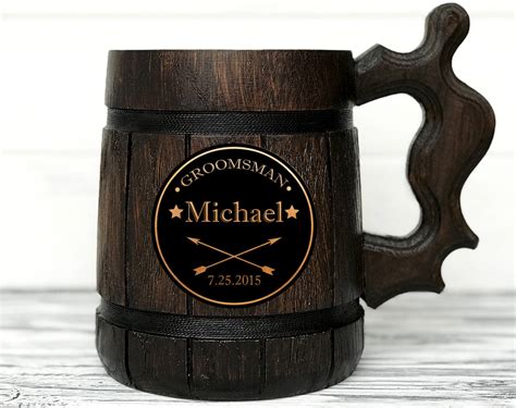 Personalized Groomsmen Gift. Wooden Beer Mug. Groomsman | Etsy