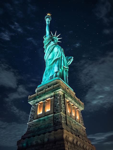 Premium Photo | Statue of Liberty at night