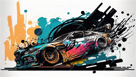 Premium Photo | Race car concept in graffiti art