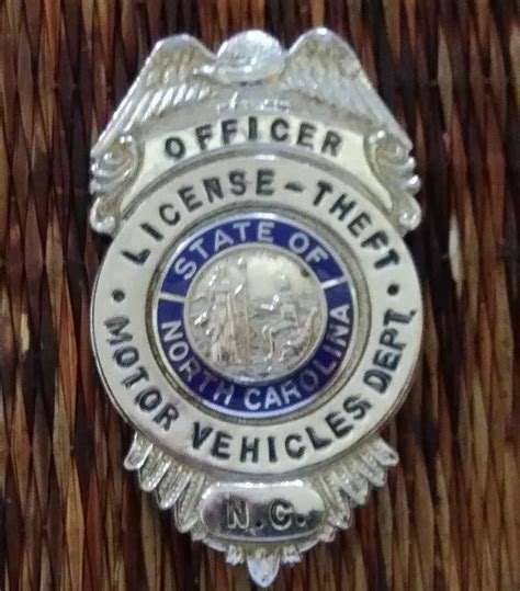 Officer, License-Theft, Motor Vehicles Department, State of North Carolina | Police badge, Fire ...