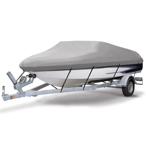 14 19ft Trailerable 210D Boat Cover Waterproof Grey Fish Ski V Hull Sunproof UV Protector ...