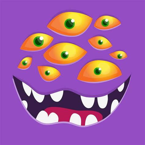 Premium Vector | Funny cartoon monster face Illustration of cute and happy alien creature expression