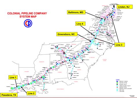 Map of Colonial Pipeline Hacked by Darkside