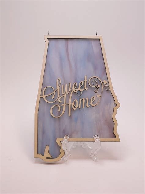 Stained Glass Sweet Home Alabama With Wood Outline - Etsy