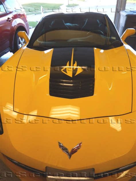 C7 Corvette Hood Stripe w/ Stingray Graphic Logo. Vinyl Decal 2014-2019 ...