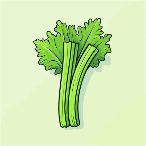 Premium Vector | A drawing of a celery on a green background.