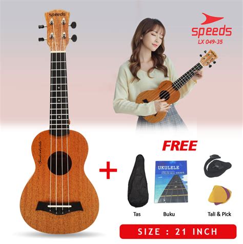 SPEEDS Ukulele Soprano Ukulele 4 Senar Ukulele 21 Inch Akustik Kualitas Kayu Premium 049-35 ...