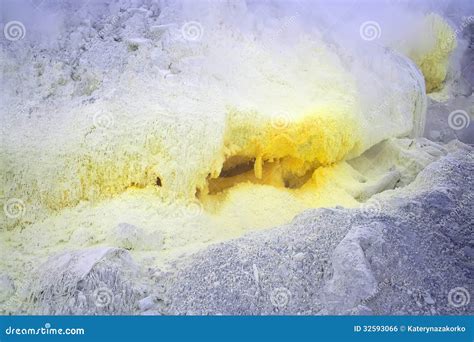 Sulfur on the Slopes of the Volcano Stock Photo - Image of landscape ...