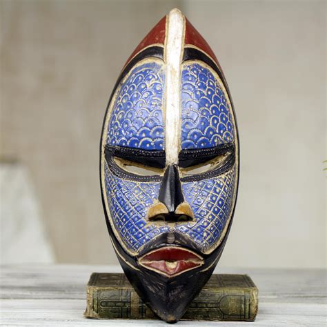 Novica Saeed Musah Artisan Crafted Blue African Mask Wall Decor ...