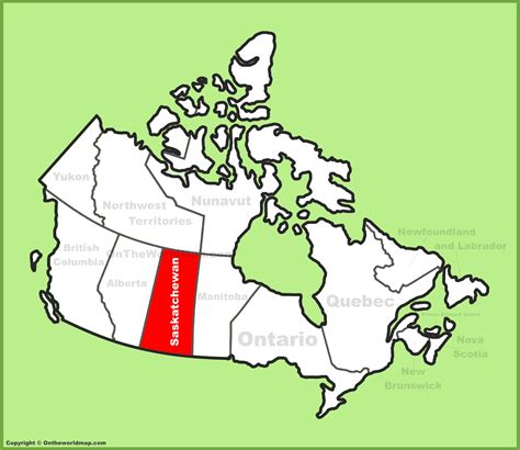 Saskatchewan location on the Canada Map - Ontheworldmap.com